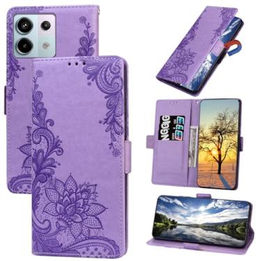 Imagem de Monwutong Capa carteira para Redmi Note 13 Pro 4G, capa de couro PU à prova de choque com fivela dupla e compartimentos para cartão de dinheiro coldre para Redmi Note 13 Pro 4G, LSSK roxo