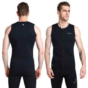 Imagem de Colete unissex de neoprene premium sem mangas de 3 mm - zíper frontal para mergulho, surfe, natação, mergulho - colete de natação feminino e masculino para adultos - Inclui calça de neoprene (2GG)