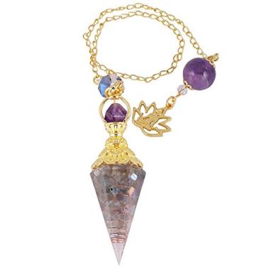 Imagem de Rockcloud Pêndulo de ponto de cristal de cura para adivinhação, pingente de 6 facetas de equilíbrio de chacra Reiki, labradorita