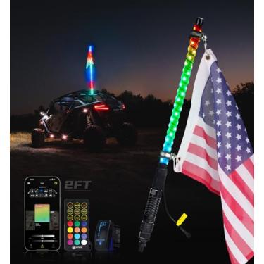 Imagem de Xprite Chicote de luz LED RGB espiral de 1 peça com base de mola, app e controle remoto, chicotes iluminados, compatível com SXS ATV UTV Polaris RZR Can-am Buggy Trucks Jeep