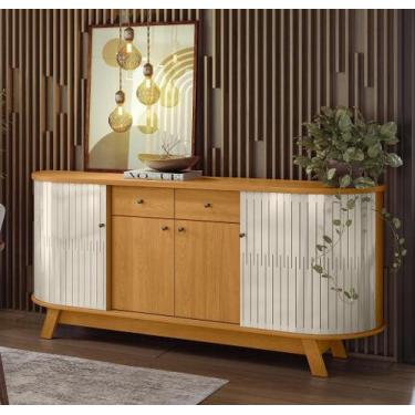 Imagem de Buffet Mônaco Tampo e Base Curvos Cinamomo Off White Madetec