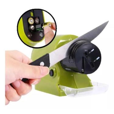 Imagem de Amolador e Afiador Elétrico Tesoura Faca Cozinha Cor Verde - MAGALU JA