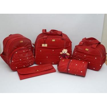 Imagem de Kit bolsa maternidade menina 5 peças vinho luxo - Isadora Baby