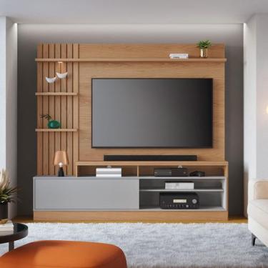 Imagem de Estante Home Ripada para TV até 65 Pol com Led 200x185cm Maceió Colibr