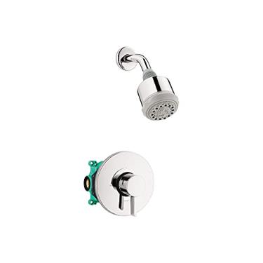 Imagem de hansgrohe Clubmaster Conjunto de chuveiro completo moderno com 3 pulverizadores completos, massagem pulsante, turbo intenso cromado, válvula áspera e de chuveiro incluída 2,5 GPM, 04907000