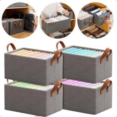 Imagem de Kit 4 Caixa Organizadora Guarda Roupa Cesto Dobrável Multiuso Retangul