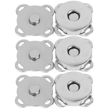 Imagem de Kit 3 Botões Magnéticos 18mm Fecho Imantado Prata P/ Costurar imã - Fa