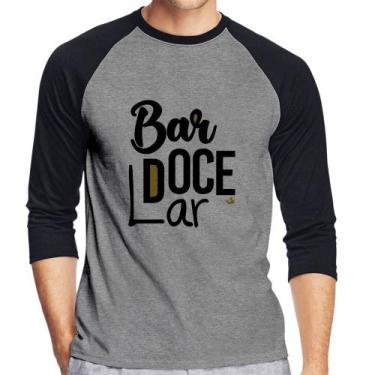 Imagem de Camiseta Raglan Bar doce lar Manga 3/4 - Foca na Moda, Cinza, Preto, G