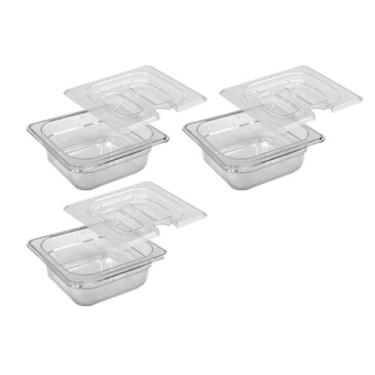 Imagem de CONJ 3 CUBAS Gastronômicas Em POLICARBONATO GN 1/6X65 mm 1 Litro + 3 T