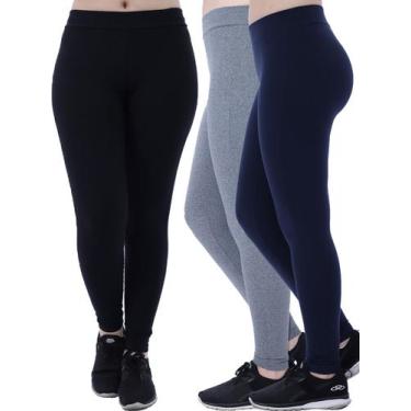 Imagem de Kit 3 Calças Legging Grossa Feminina PRETA, MESCLA, MARINHO - ANISTIA,