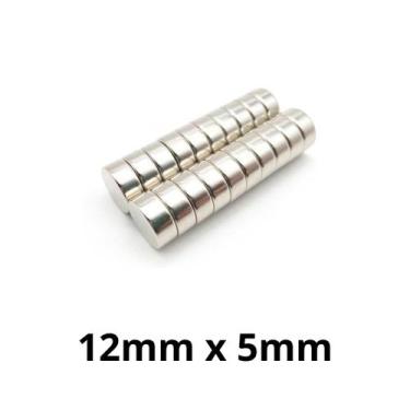 Imagem de Kit 20 Peças Imã Neodímio Disco Magnético N35 12 x 5 mm Super Forte Po