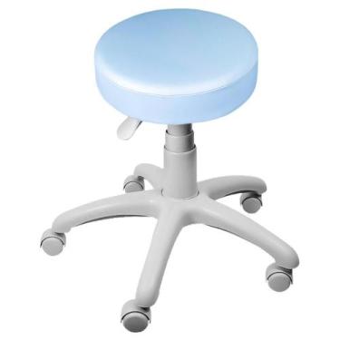 Imagem de Mocho banqueta / sem encosto - azul claro - base cinza - com rodizio -