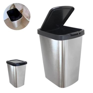 Imagem de Lixeira c/tampa click plastica 09l label inox  - Arqplast Reciclável P