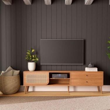 Imagem de Rack Tela Para Tv Em Mdf 220 Cm Com 2 Gavetas E Porta De Correr Freijó