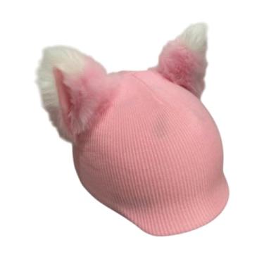 Imagem de kowaku Capa para capacete de esqui com orelhas de gato Acessórios para exterior Desenho animado Conveniente Inverno macio Decoração para capacete Capa para, Rosa