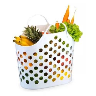 Imagem de Sacola Plástica Retornável Mercado Feira Multiuso cor Branca  - AGRAPL