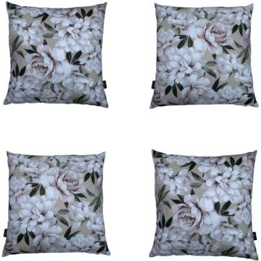 Imagem de Kit 4 Capas de Almofada Impermeável Estampa Digital 100% Algodão Flor 