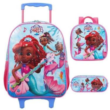 Imagem de Kit Mochila de Rodinha Lancheira Estojo Xeryus Ariel PS-Feminino