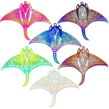 Imagem de COLIGREE 24 peças de pingentes de oceano variados deslumbrantes enfeites coloridos de filigrana de metal oco pingentes de animais marinhos para fazer joias faça você mesmo, brincos, colares,