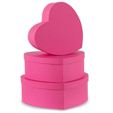 Imagem de Soul & Lane Caixas em forma de coração para flores - conjunto de 3 - rosa, caixas de presente de coração de papelão grandes para presentes com tampas, ideal para o dia dos namorados, dia das mães