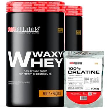 Imagem de Kit 2x Waxy Whey 900g + 100% Creatina 500g - Bodybuilders (Paçoca)
