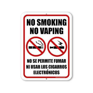 Imagem de Honey Dew Gifts, Proibido fumar, não vaping, 23 cm por 30 cm, feito nos EUA, placas de proibição de fumo para negócios, placas bilíngues em inglês espanhol, placas de aviso, sinalização para edifícios