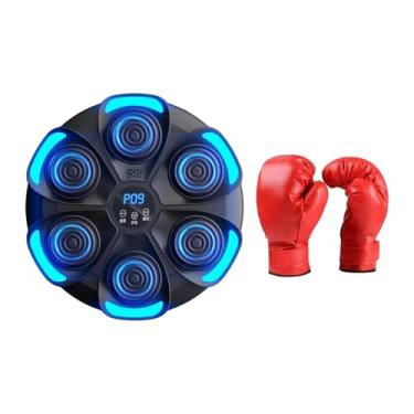 Imagem de Deevoka Máquina de boxe musical, alvo eletrônico de boxe, almofada de perfuração ajustável, treinador de boxe, alvo de reação para fitness, academia em casa, Preto