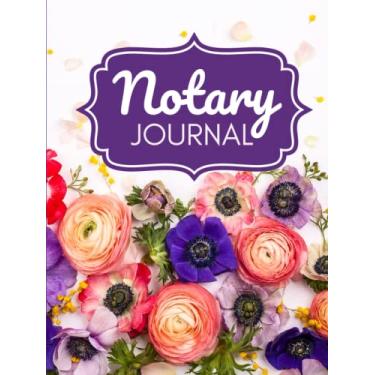 Imagem de Hardcover Notary Journal: 8.5x11 Large Notarial Logbook/With 200 Numbered Pages - Two Record Logs Per Page / 400 Records/Modern Purple Orange Rose ... Art/Ledger Book Gift For Signing Agents