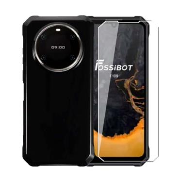 Imagem de WDMYLFTW Capa para Fossibot F109 + película protetora de tela de vidro temperado - Capa protetora de TPU à prova de choque flexível de silicone transparente para Fossibot F109 (preto)