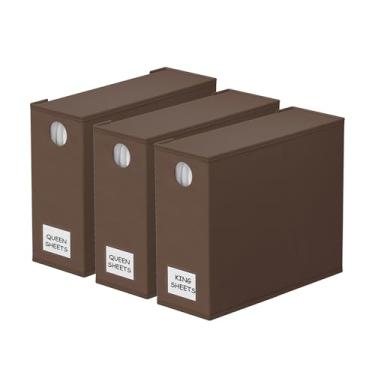 Imagem de SpaceAid Pacote com 3 organizadores e armazenamento de lençóis, organizador de lençóis dobrável para armário de linho, conjunto de lençóis com janela GG (tamanho queen e king) recipiente de cama