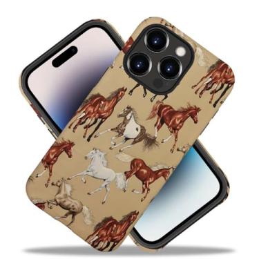 Imagem de TAMEFOX Capa compatível com iPhone 14 Pro (6,7 polegadas), cavalos galopantes, capa rígida híbrida de 2 camadas + capa protetora de silicone resistente a arranhões à prova de choque para iPhone 14 Pro