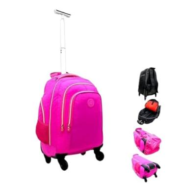 Imagem de Mochila De Rodinha Grande escolar Masculino Feminino,Mochilete De Bordo Viagem (rosa Chiclete)