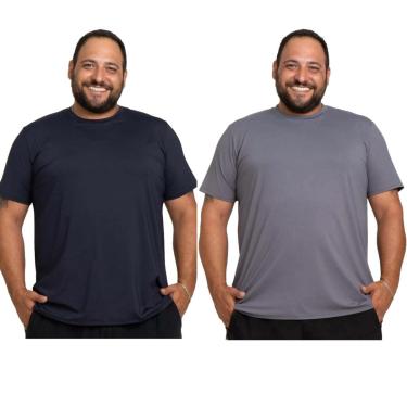 Imagem de Kit 2 Camisa Masculina Plus Size Esportiva Academia Malha Fria-Masculino