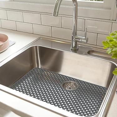 Imagem de Protetor de pia de silicone resistente ao calor tapete de pia reutilizável tapete de pia de silicone acessório de grade tapete antiderrapante tapete de escorredor de pia cortável de cozinha para pia