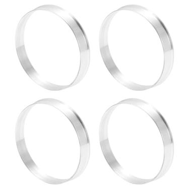 Imagem de INFINAUTO Anéis centralizados no cubo da roda do carro OD 60,1 mm para ID 58,1 mm eixo central de rodas amortecedores Hubrings liga de alumínio tom prata durável