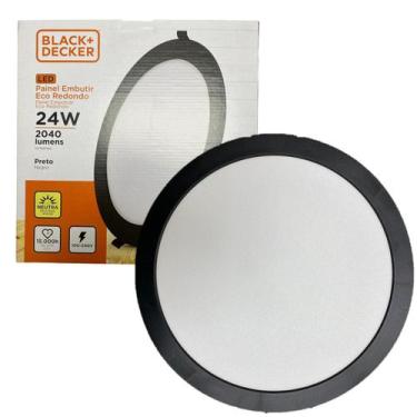 Imagem de Kit 3 Plafon Redondo Embutir Preto 24w Branco Neutro 4000k - Black+Dec