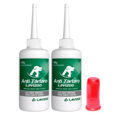 Imagem de Kit 2 Gel Anti Tartaro 100g Lavizoo + Dedeira, Gel dental Saúde Bucal para Cães e Gatos - Combate Placa Bacteriana, Mau Hálito e Tártaro