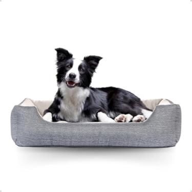 Imagem de Cama P/Cachorro Gato Caminha Pet 70x50 100% Lavável+ Osso Pelúcia (Tex Cinza)