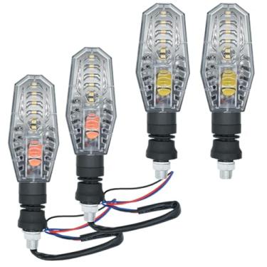 Imagem de Piscas Seta LED Sequencial Dianteiro com farol de milha + traseiro com luz de lanterna para Moto Universal