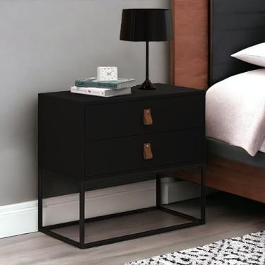 Imagem de Mesa De Cabeceira Unic 60 Preto Com pés Em Metalon Preto