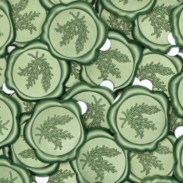 Imagem de SHOWIN Adesivos de selo de cera - verde, ótimo para convites de casamento, envelopes de cartões, cartas de caracol, pacotes de vinho, ideias de presente de Natal, pacote com 25