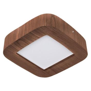 Imagem de Plafon Madeira Led Arredondado 12W Bivolt Imbuia - Adrilustres, 6400K 