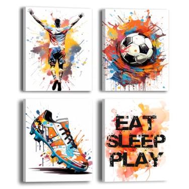 Imagem de Arte de parede de futebol com grafite, arte de grafite, arte de grafite, pôsteres, fotos, tema esportivo, pinturas de futebol para quarto, quarto de meninos, adolescentes, crianças, sala de jogos,