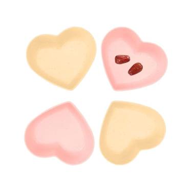 Imagem de YAFIYGI Conjunto de 4 tigelas de doces em forma de coração ideal para presente de dia dos namorados, tigelas de plástico fofas para misturar sopa de salada, lanches e sobremesas, louça ideal para