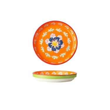 Imagem de Prato de café da manhã floral criativo e personalizado, prato de vegetais de cerâmica padronizado para uso doméstico - Prato de café da manhã laranja de 16,5 cm