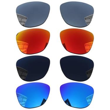 Imagem de Acefrog Lentes de reposição polarizadas de 1,8 mm para óculos de sol Oakley Frogskins OO9013, material atualizado, policarbonato 4 pares preto escuro + prata estrela + céu de inverno + laranja jaffa