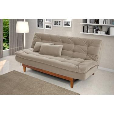 Imagem de Sofá Cama Dubai Reclinável Casal 3 Lugares Suede Base de Madeira Império Estofados (Areia)