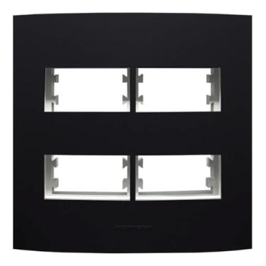 Imagem de Placa 4X4 com Suporte Para 4 Módulos Distanciados Preto Ébano Inova Pro Class Alumbra