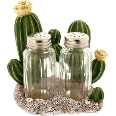 Imagem de The Bridge Collection Conjunto de saleiro e pimenteiro de cacto - acessório de cozinha suculentas com tema de deserto fofo - Conjunto de coqueteleira de cacto do sudoeste