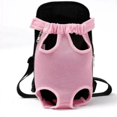 Imagem de Mochila Bolsa Canguru Transporte Pet Cachorro Gato(Rosa M)